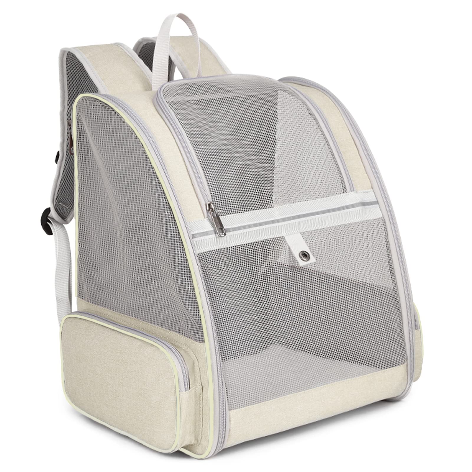 ALLSOPETS Mochila para Perros y Gatos Pequeños Mochila de Viaje Transpirable para Perros Mochila Plegable para Gatos con Correas de Seguridad Ideal para Viajes Senderismo (Amarillo Crema)