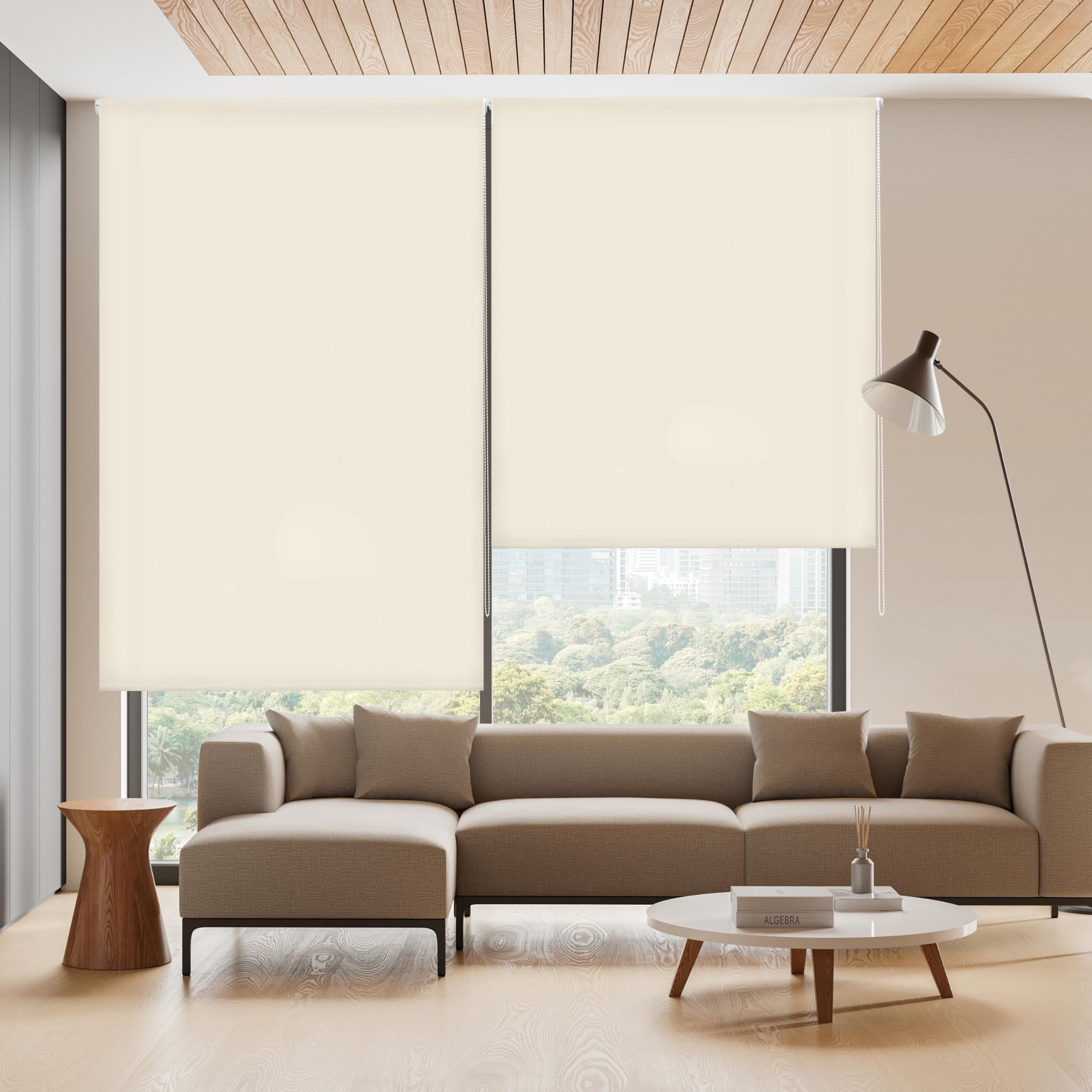 Blindecor Ara | Estor enrollable translúcido liso - Beige, 140 x 175 cm (ancho por alto) | Tamaño de la Tela 137 x 170 cm | Estores para ventanas