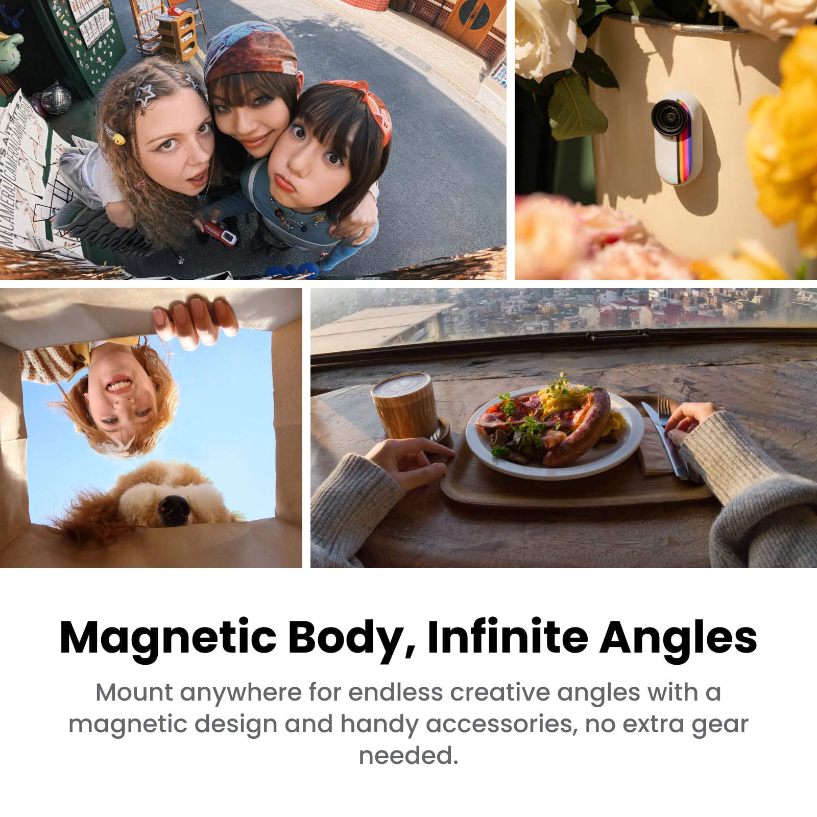 Insta360 GO 3S Pack Rétro, édition spéciale, Blanc 128 Go - Petite 4K caméra vlog, caméra POV Mains Libres, filtres rétro, 4K à 30 IPS, Batterie supplémentaire