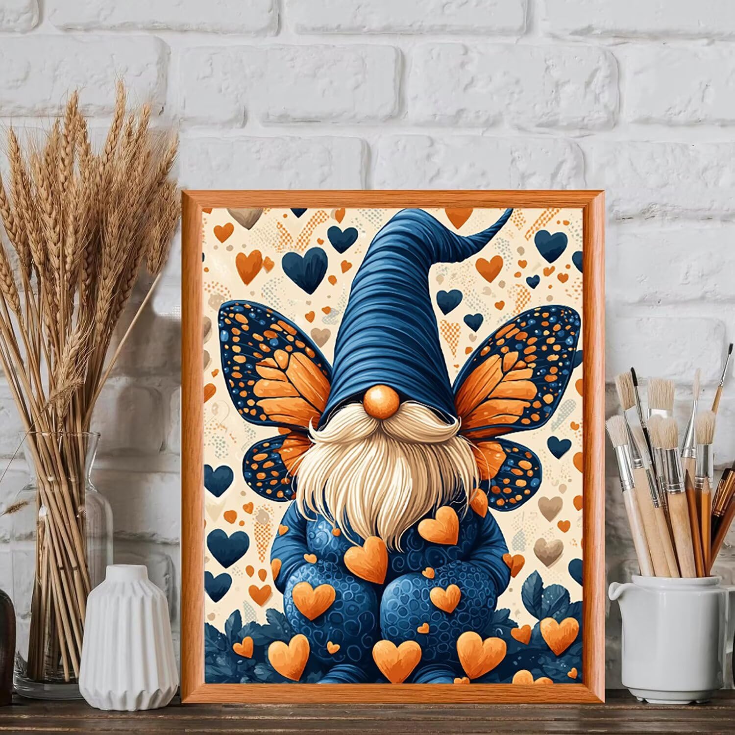 Malen nach Zahlen Erwachsene Schmetterling mit Zwerg, 70x90cm x-388 | Malen nach Zahlen Erwachsene Leinwand Kit, DIY Handgemalt Ölgemälde Set mit 3-Pinseln und Acrylfarbe für Wanddeko,Ohne Rahmen