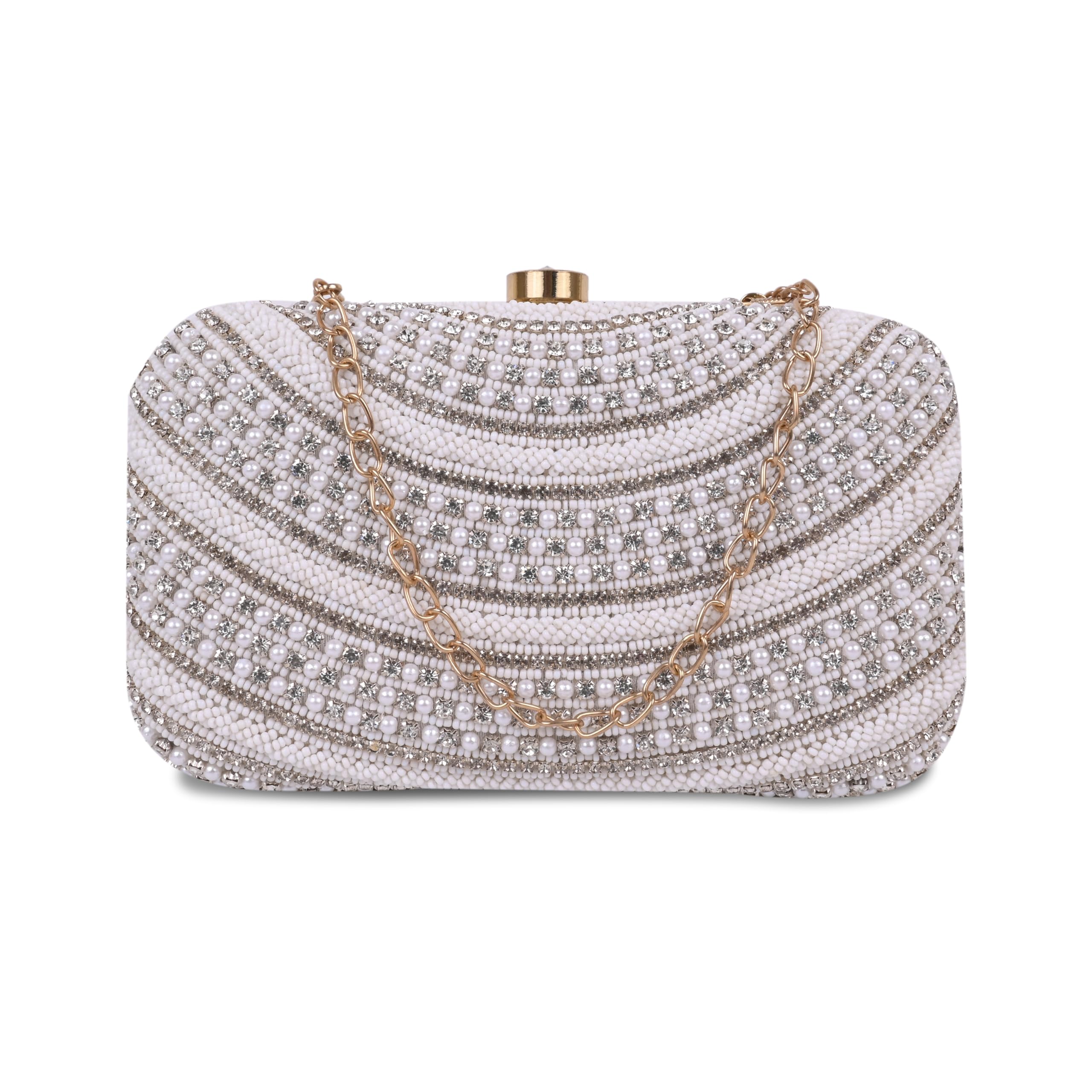 umera clutch wristel white peals for girls and womans party cluch ladies wallet evening bag with fashionable round beads work floral design-picture-14