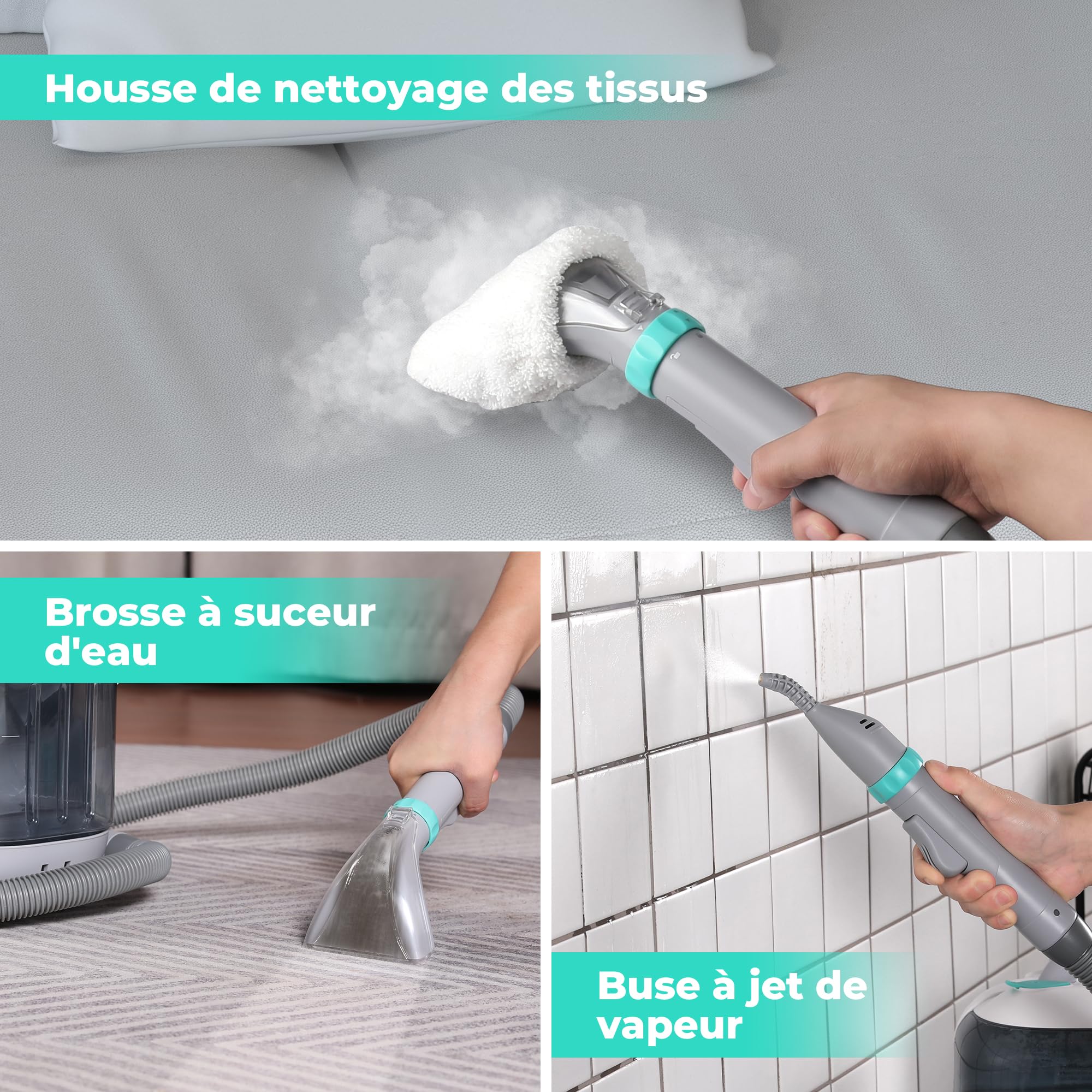 HAUSHOF StainZapper Nettoyeur de Tapis 1200W, Aspirateur Vapeur de 3 Modes