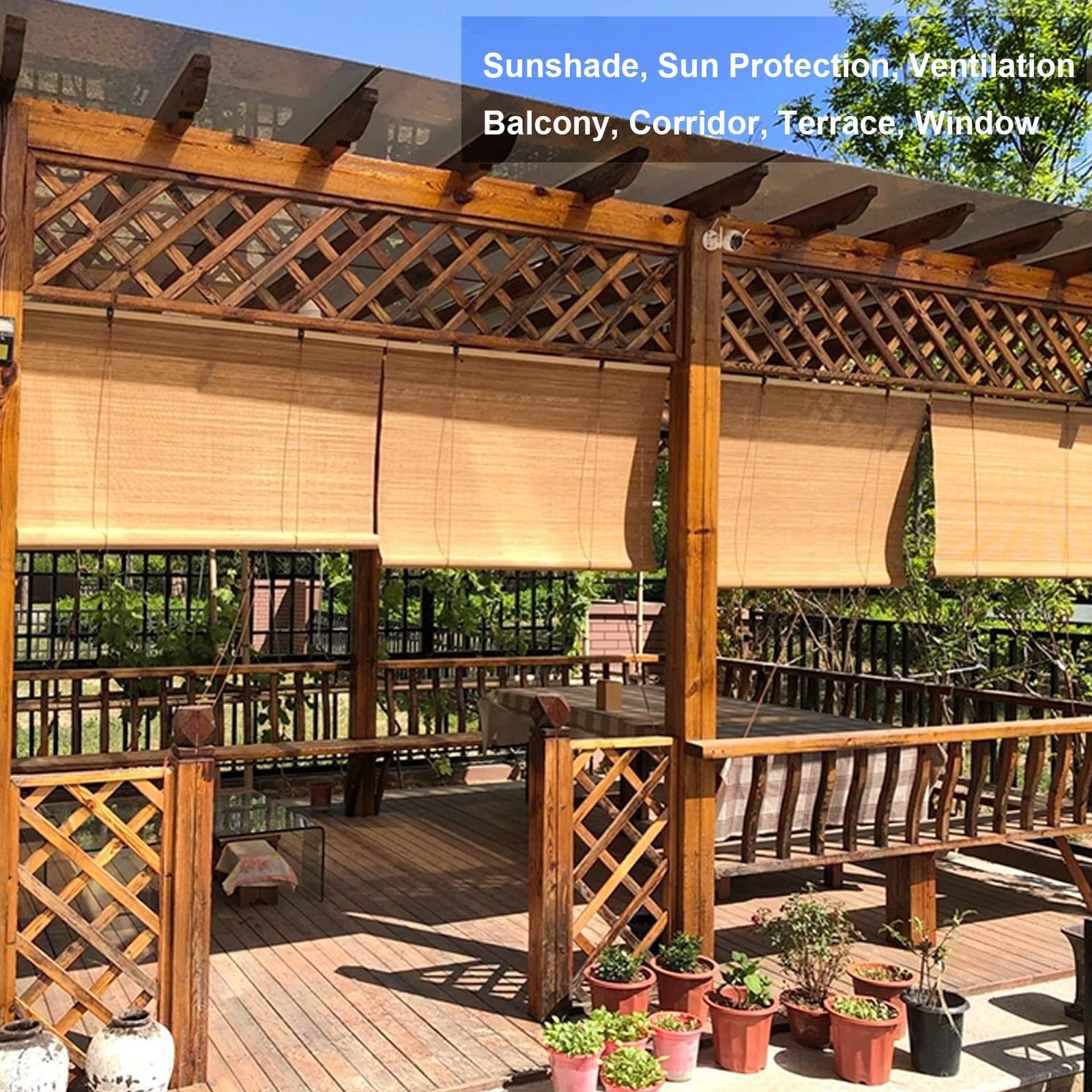Rideau en Bambou Store Enrouleur - Léger Durable Rideau Exterieur Terrasse, Facile À Nettoyer Facile À Installer, Personnalisable Store Pare Soleil Store Bambou Venitien Rideaux Cuisine