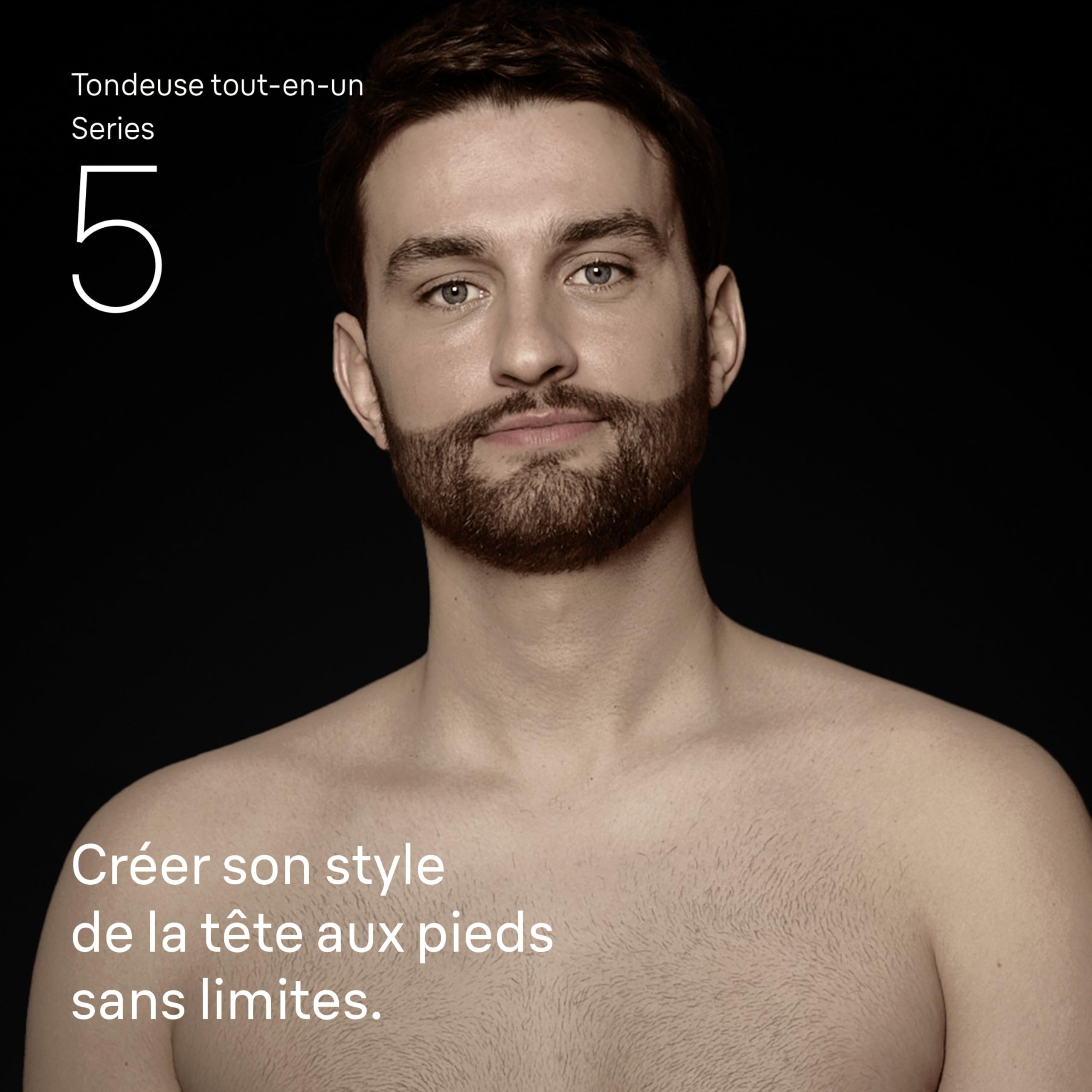 Braun Series 5 AIO5540 9-en-1 Tondeuse Electrique Homme, Noire, Etanche, Batterie Rechargeable, Lame Ultra Affutée, sans Fil, Coffret avec 7 Sabots