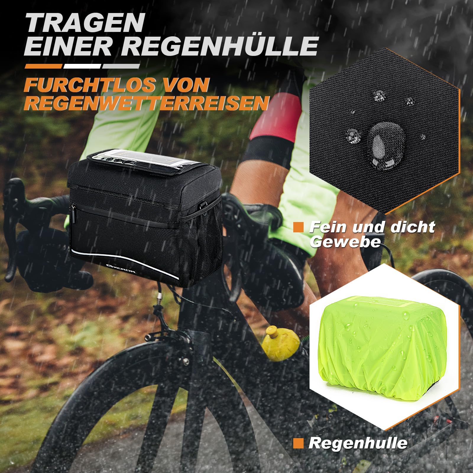 GXCROR 8L Fahrradtasche,Lenkertasche Fahrrad,Fahrradtasche Lenker,Mit Lenkeradapter,Touchscreen,Schultergurt,Fahrradtaschen,Fahrrad Tasche Fahrradkorb Vorne Ebike