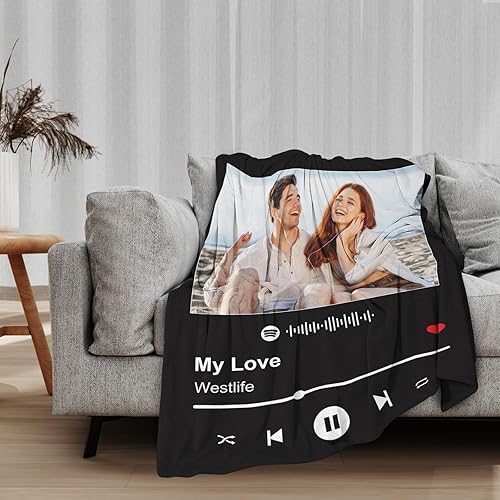 Miniatura 2 de Manta personalizada con imagen, cubierta de música personalizada de Spotify, regalos para novio, novia, fotos conmemorativas de aniversario, regalos