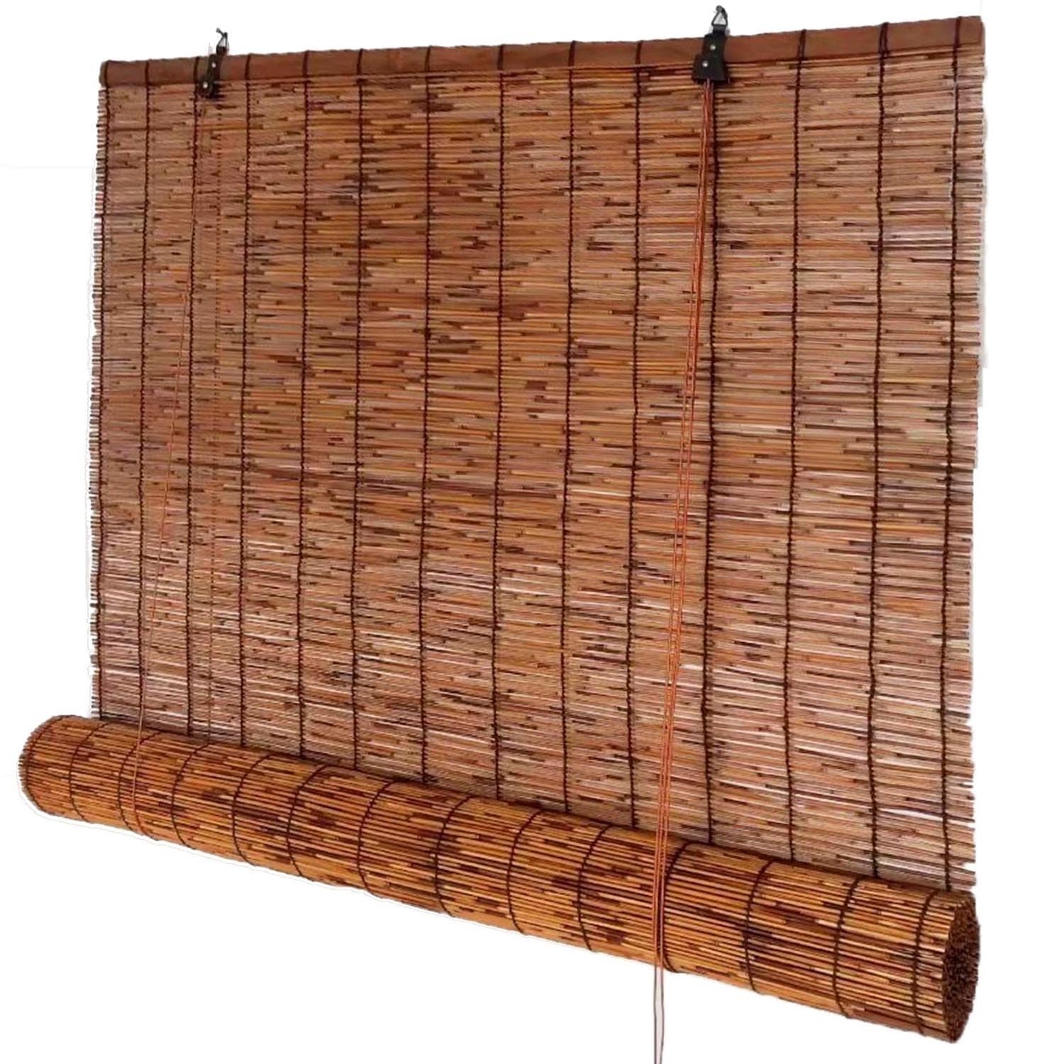 ZGFBKO Bamboo Blinds, Cordless Bamboo Shades for Outdoor Patio Porch Privacy Roll up Blind Custom Size Wide 48" 72" 78" 23" 36" 64" 84" 60" Blackout