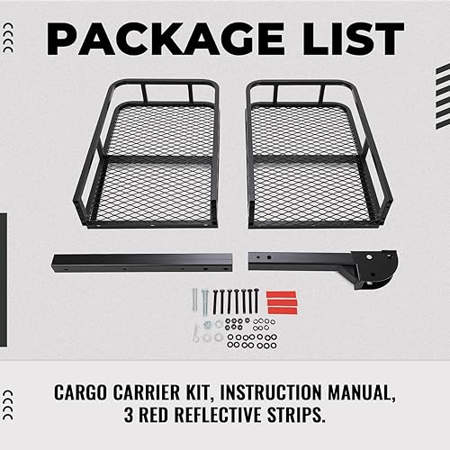 Miniatura 8 de KUAFU Portaequipajes plegable de enganche de 60"x19.5"x5.5" para maletero trasero, compatible con receptor de 2" para furgoneta, SUV, camioneta,