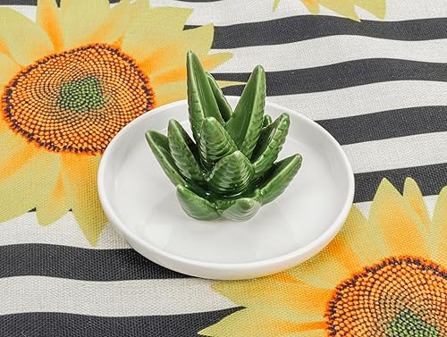 Miniatura 2 de Soporte para anillos de cactus, plato de joyería Decoración de plantas de cerámica, plato de joyería, pulsera, aretes, bandeja de collar para