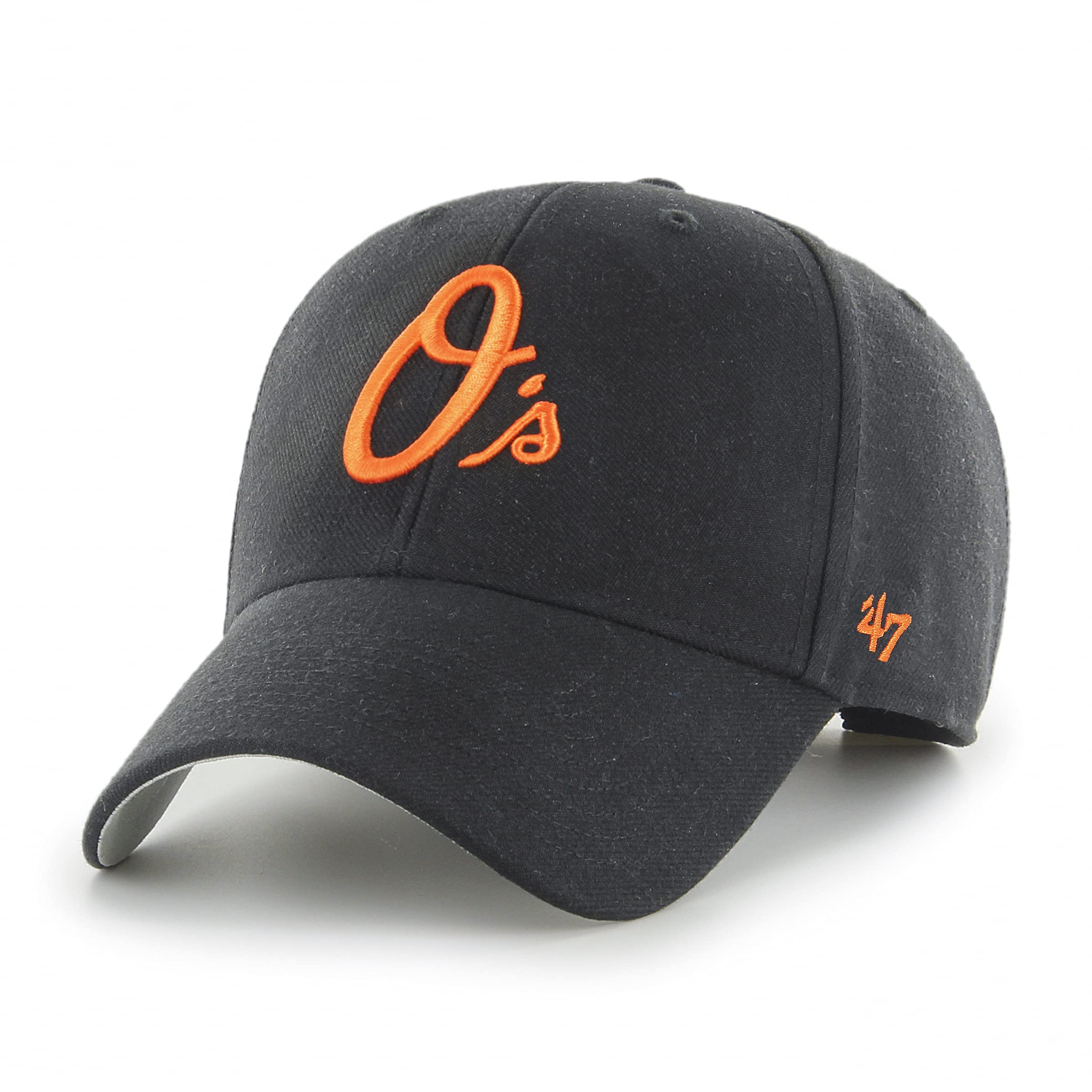 47 Baltimore Orioles MLB MVP Unisex Baseball Cap, Adjustable, Orange Logo, Black