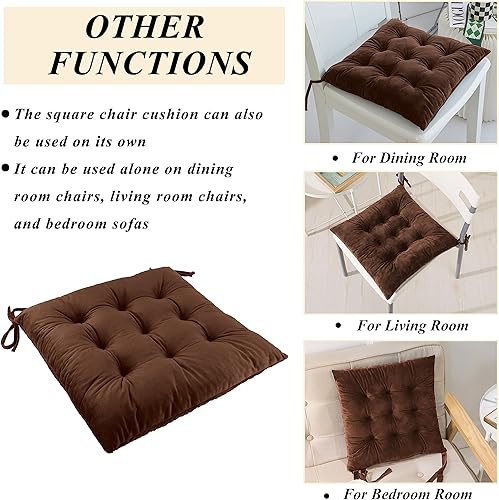 Miniatura 7 de Juego de 2 cojines para silla mecedora, de terciopelo, para respaldo alto y asiento, color marrón