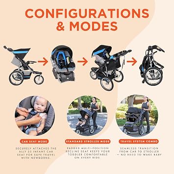 Baby Trend Expedition Jogger Travel System with EZ Flex-Loc Infant Car Seat, Millenium Blue