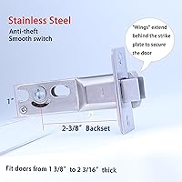 Vista 4 de Dontay Cerradura de Privacidad para Puerta Corredera, Manijas Empotradas, Distancia al Borde de 2-3/8", Pestillo (Dormitorio/Baño), Perilla