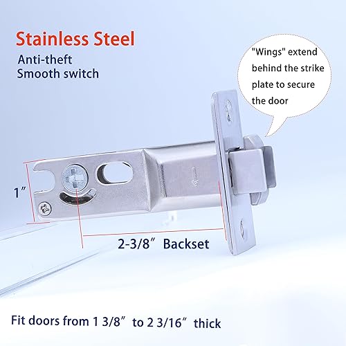 Miniatura 4 de Dontay Cerradura de privacidad para puerta de bolsillo, asas empotradas, fondo de 2-38 pulgadas, pestillo de (camabaño), perilla empotrada,