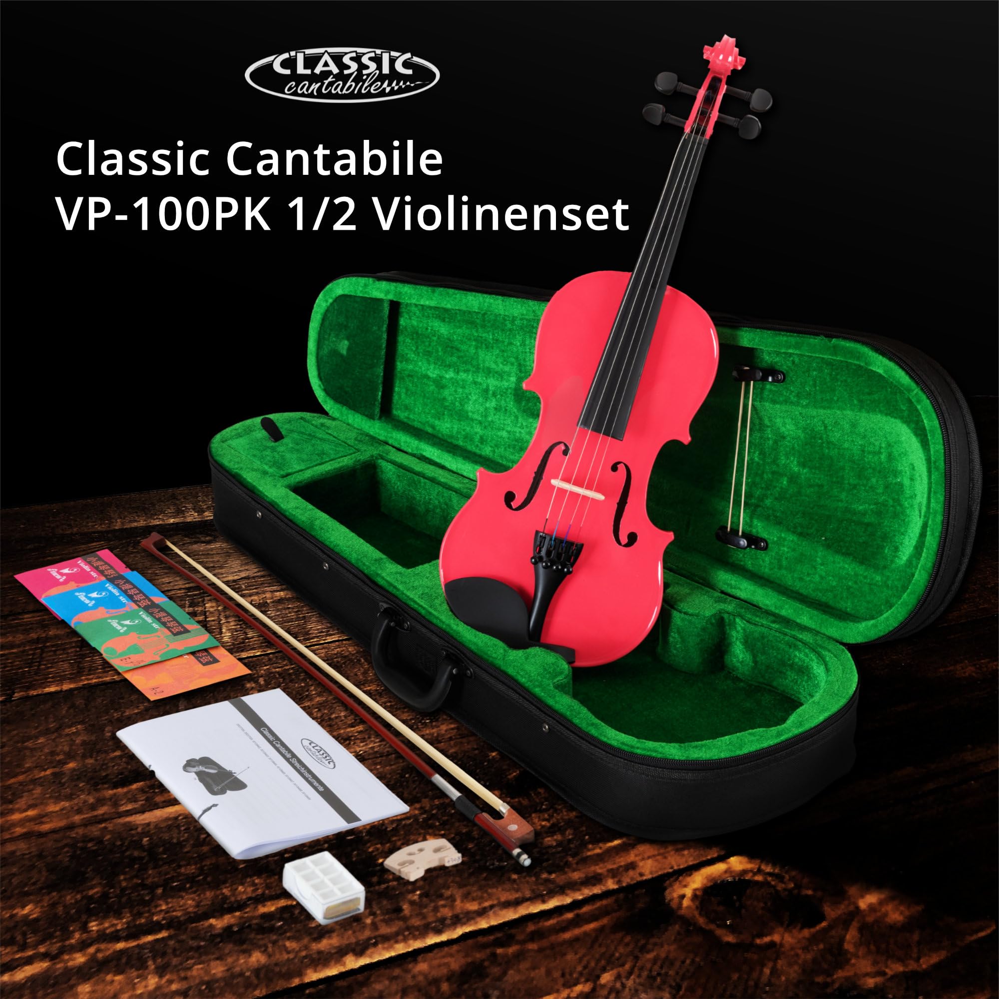 Classic Cantabile VP-100PK Set De Violín 1/2 Rosa, Tamaño: 1/2, Tapa: Abeto