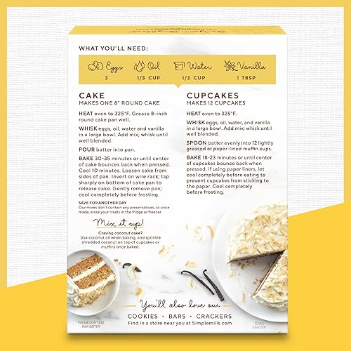 Miniatura 5 de Simple Mills Mezcla para hornear harina de almendras, mezcla de cupcakes y pasteles de vainilla, sin gluten, a base de plantas, apta para paleo