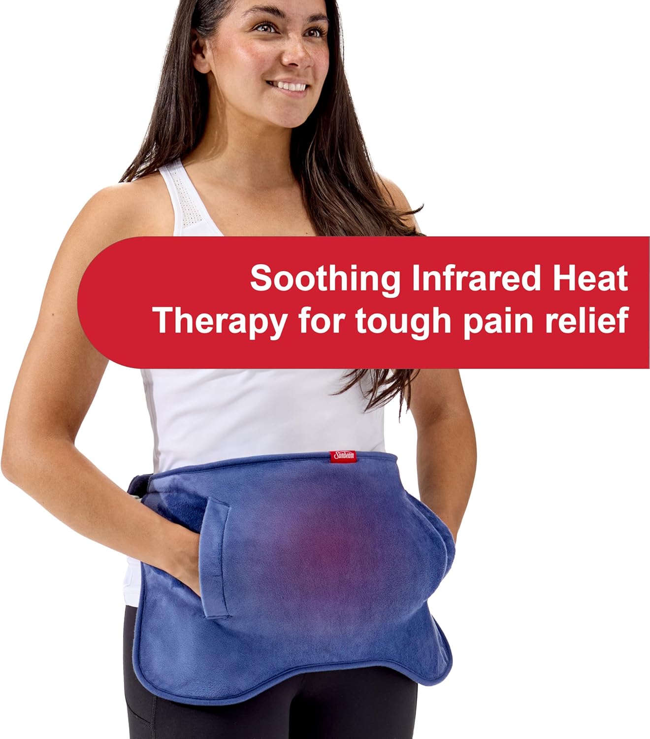 Sunbeam Carbon Fiber Thermabelt Infrared Heating Pad, 12x21in, for Period Cramps, Stomach Cramps, Lower Back - Image 2