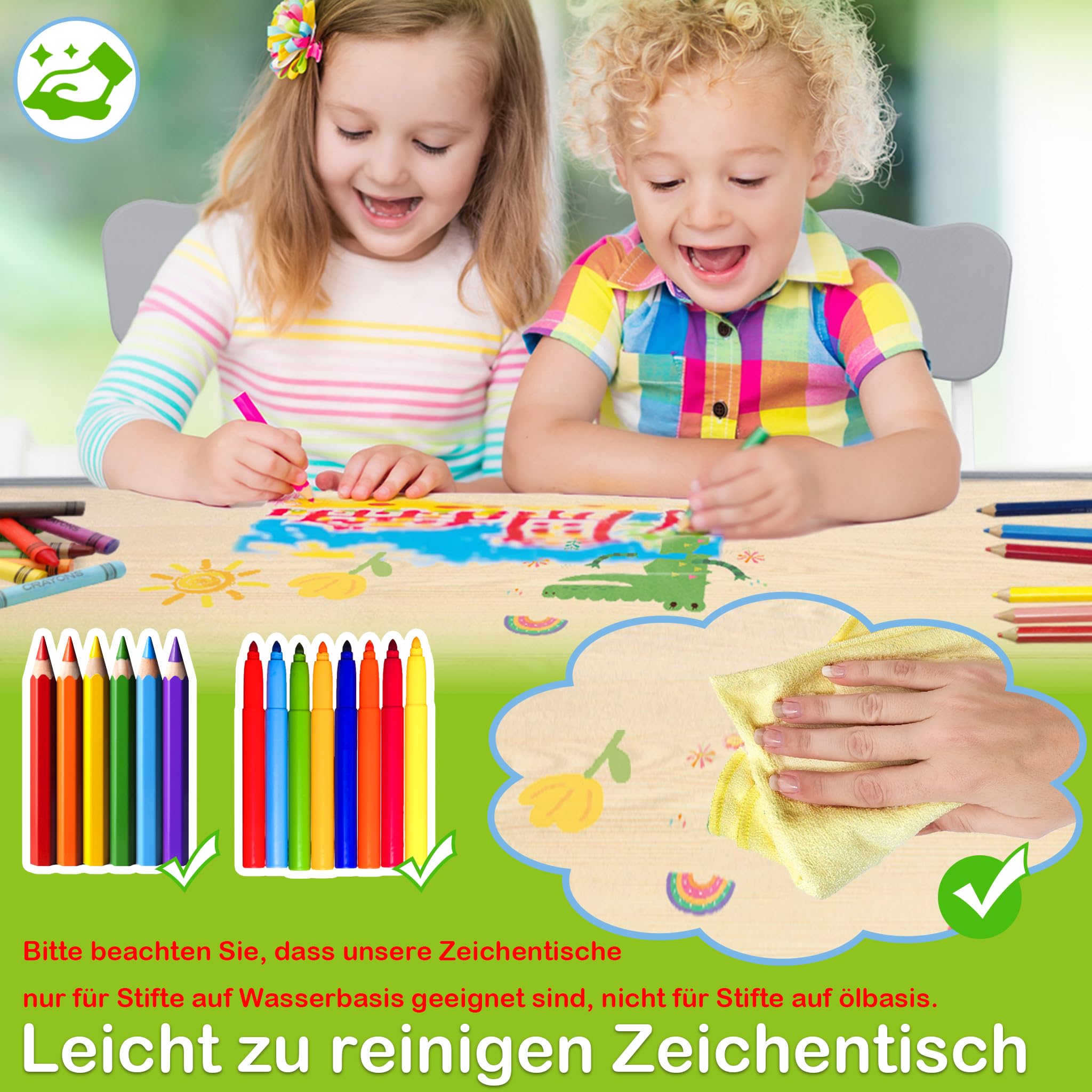 XMTECH Stół dziecięcy z 2 krzesłami, 80 x 60 cm, zestaw mebli dziecięcych z regulacją wysokości, zestaw krzeseł dla dzieci do klasy/przedszkola, meble dziecięce z HDPE i ABS, dla dzieci w wieku 2-10