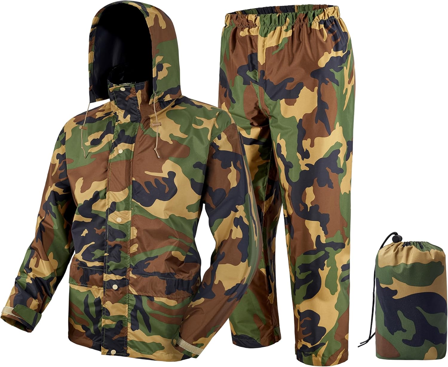 Rain Suit, Rain Gear for Men Waterproof, Camo Rain Jacket, Lightweight Rain Coat