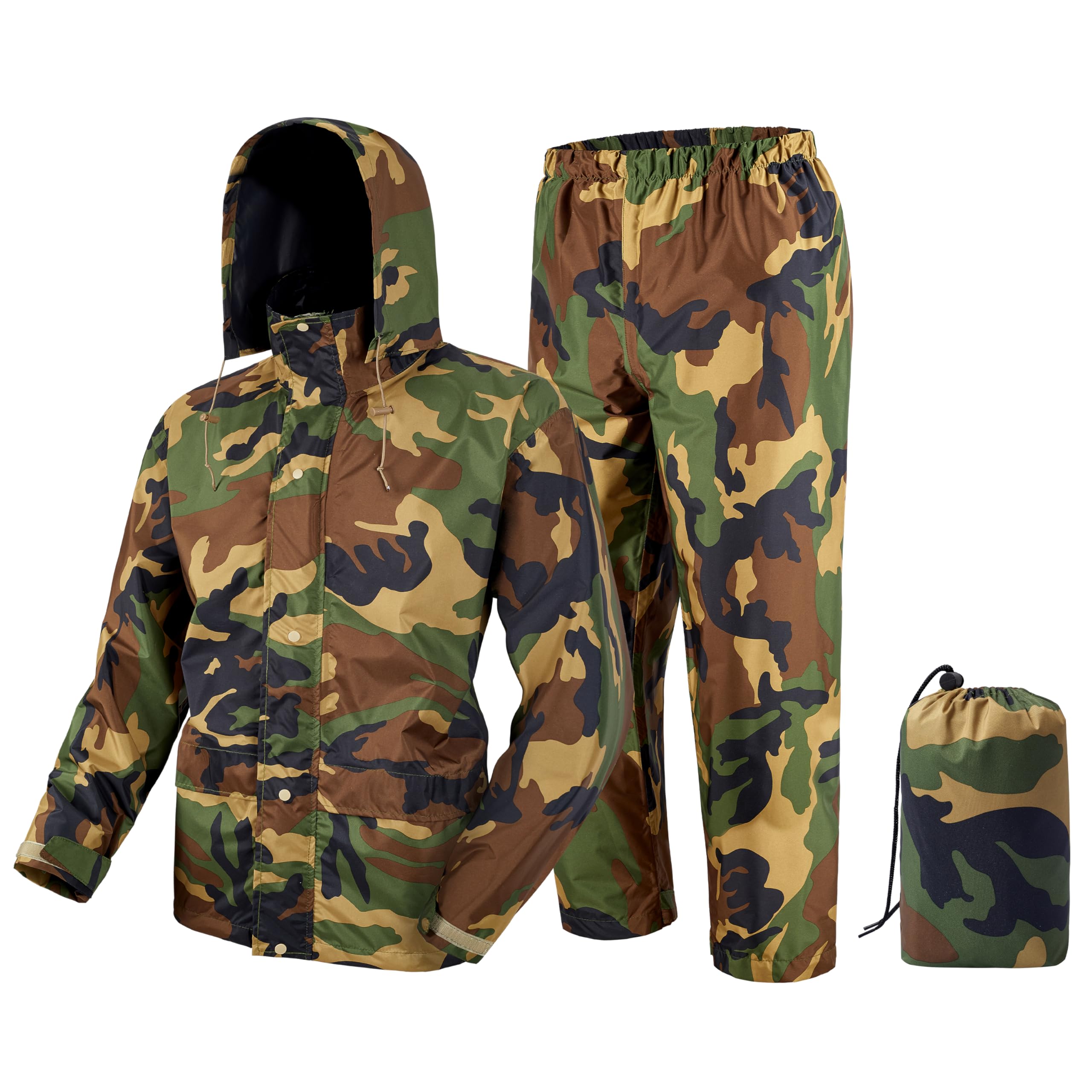 Fousam Rain Suit, Rain Gear for Men Waterproof, Camo Rain Jacket, Lightweight Rain Coat