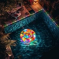 Vista 4 de Yescom Tira de luces solares de 40 pies con 120 luces LED, 8 modos RGB, para fiestas, exteriores, jardín, patio, sombrilla con clip, multicolor