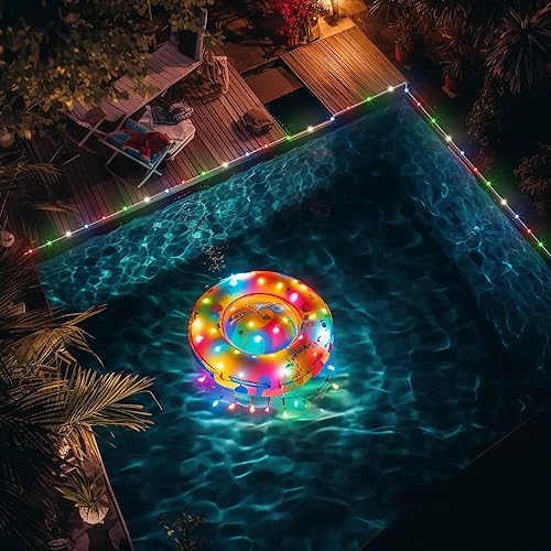 Miniatura 4 de Yescom Tira de luces solares de 40 pies con 120 luces LED, 8 modos RGB, para fiestas, exteriores, jardín, patio, sombrilla con clip, multicolor