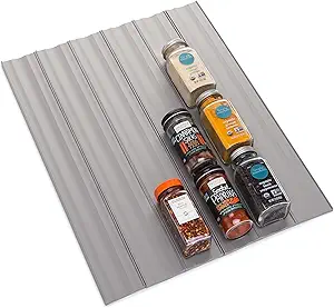 YouCopia SpiceLiner Spice Rack Drawer Organizer (Universal Fit 10’ Roll),Gray