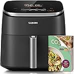Cosori 9-in-1 TurboBlaze Air Fryer 6 Qt, Premium Ceramic Coating, 90°–450°F, Precise Heating for Even Results, Air Fry, Roast, Bake, Broil, Dry, Frozen, Proof, Reheat, Keep Warm, 120V