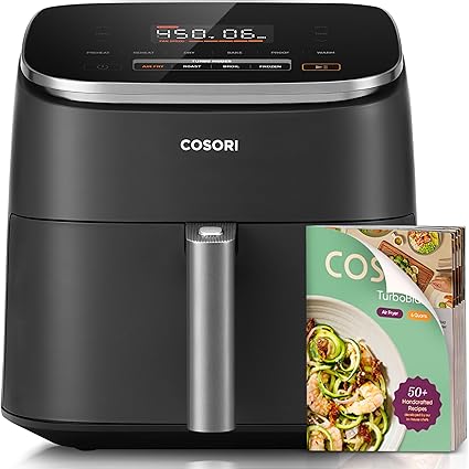 Cosori 9-in-1 TurboBlaze Air Fryer 6 Qt, Premium Ceramic Coating, 90°–450°F, Precise Heating for Even Results, Air Fry, Roast, Bake, Broil, Dry, Frozen, Proof, Reheat, Keep Warm, 120V