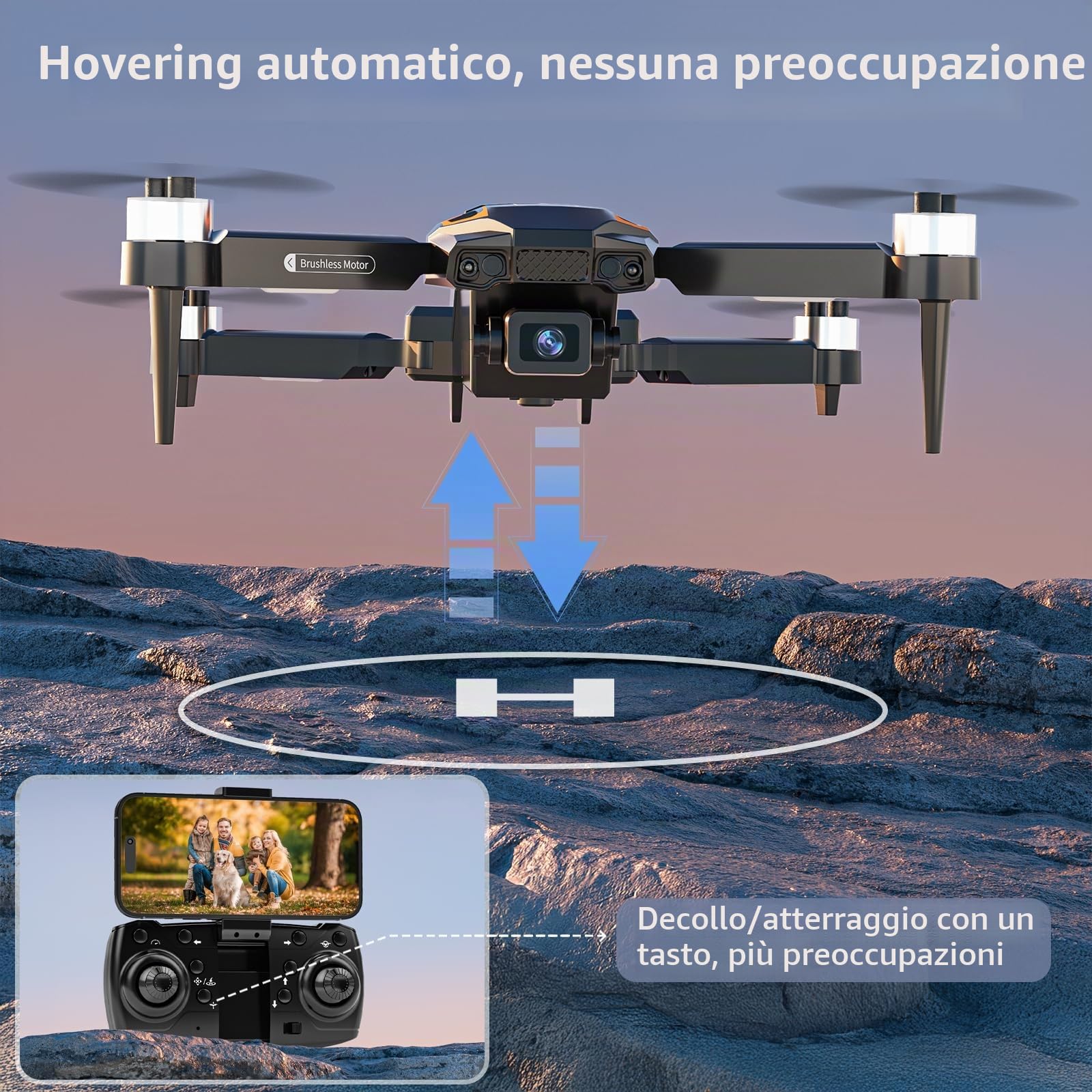 Drone con telecamera, 720P HD 90° Lente regolabile, Quadcopter con telecamera per adulti principianti, WiFi APP, 3D Flip, Auto Hold, Traiettoria di volo, Mini Drone pieghevole per bambini