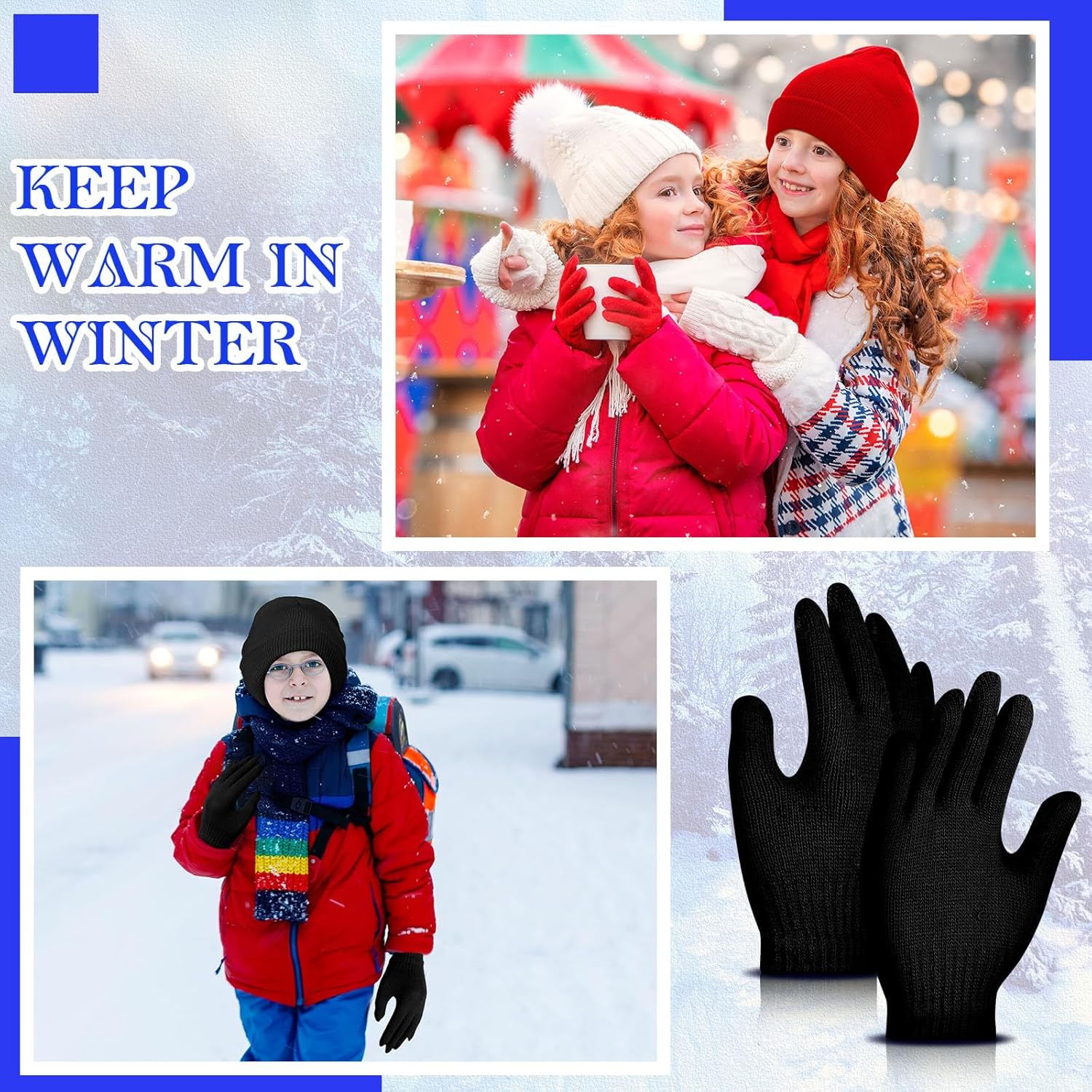 Handepo 60Pcs Kids Winter Beanie and Gloves Bulk Knit Hats Gloves Warm Unisex Cold Weather Winter Gifts for Boy Girl Homeless - Image 3