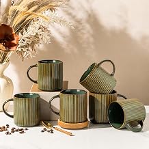 GBhome Ceramic Coffee Mugs Set of 6,12oz Coffee Cups with Handle,Sage Green