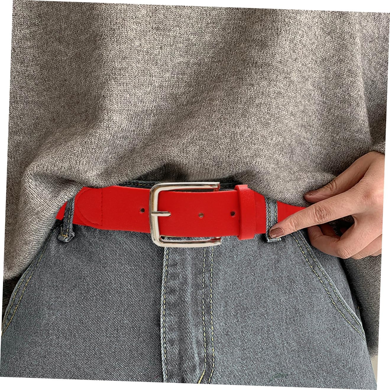 SHOWERORO Adjustable Red Stretch Baseball Belt for Men and Women, Imitation Leather Sports Belt for Outdoor Softball and Football Use