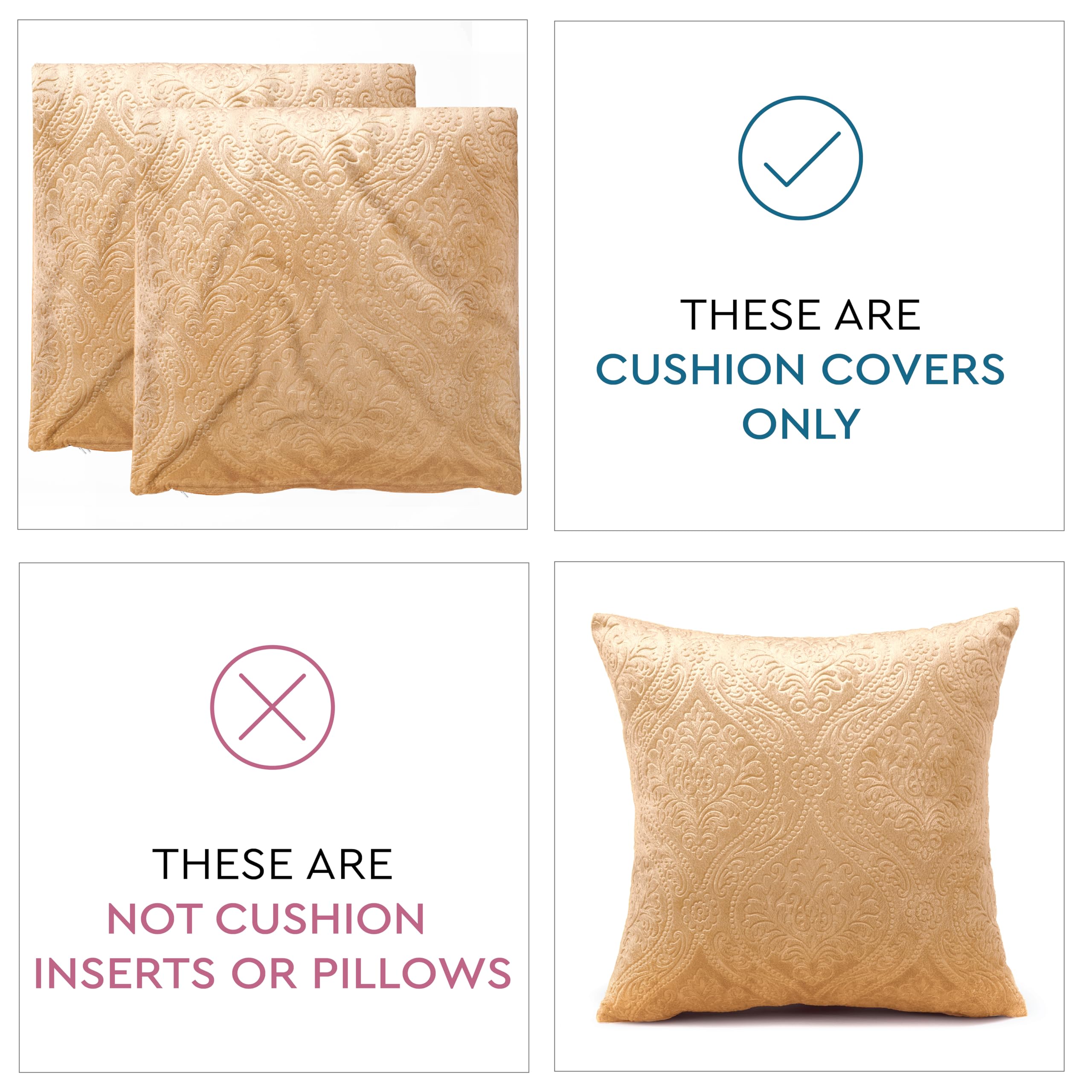 Encasa XO Luxury Embossed Velvet Cushion Covers, Plush Throw Pillow Covers For Elegant Living Rooms & Bedrooms - Image 2