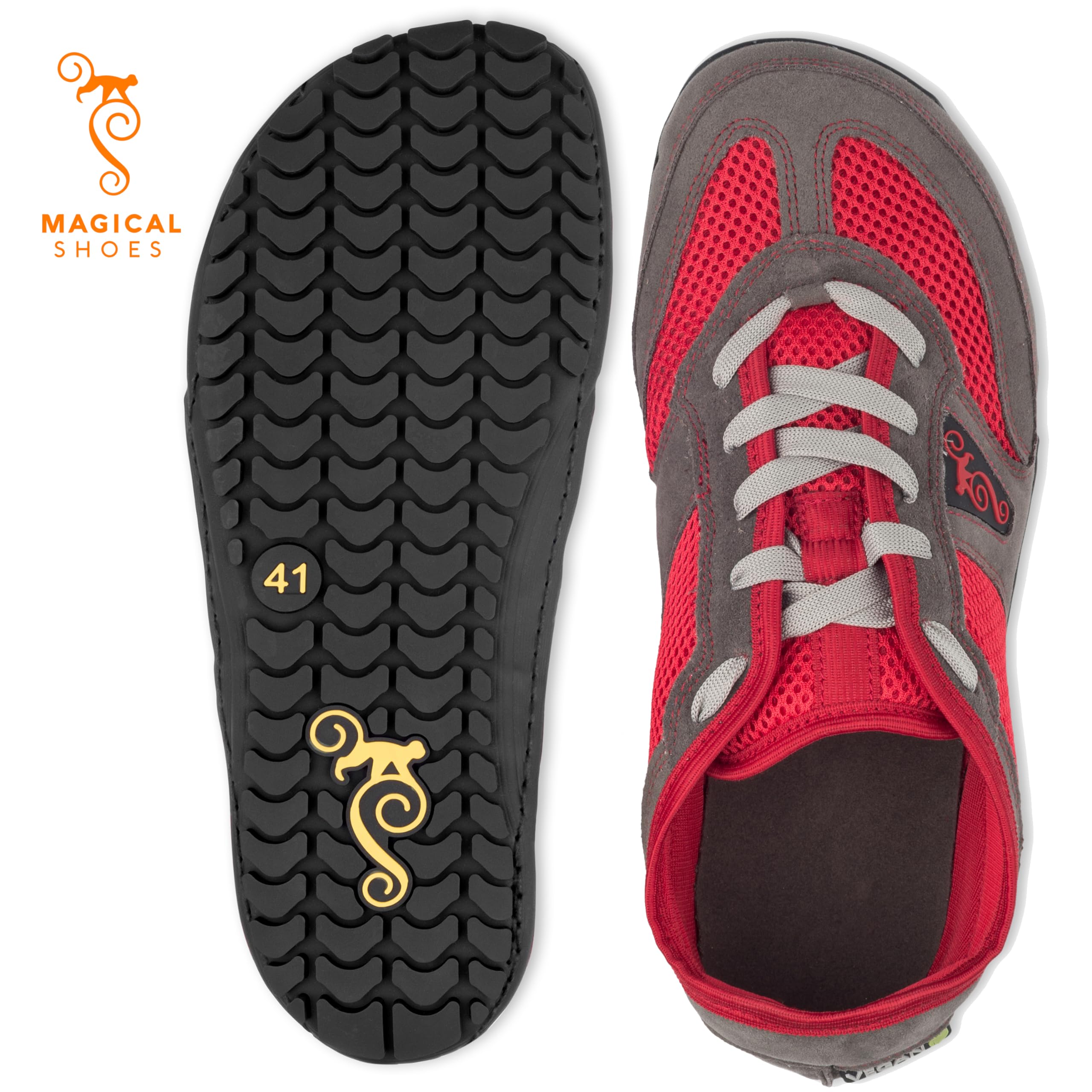 Magical Shoes Męskie Buty Sportowe, Buty Minimalistyczne, Buty Sportowe Zero Drop, Buty na co dzień, Rozmiar 38, Vegan Fire Rot, Explorer 2.0