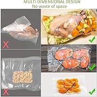 Vista 5 de Bolsas selladoras al vacío, precortadas de 150 galones 11x16, cuarto de galón 8x12, pinta 6x10, a prueba de olores, prevención de pinchazos