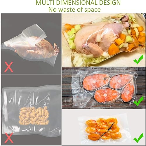 Miniatura 5 de Bolsas selladoras al vacío, precortadas de 150 galones 11x16, cuarto de galón 8x12, pinta 6x10, a prueba de olores, prevención de pinchazos