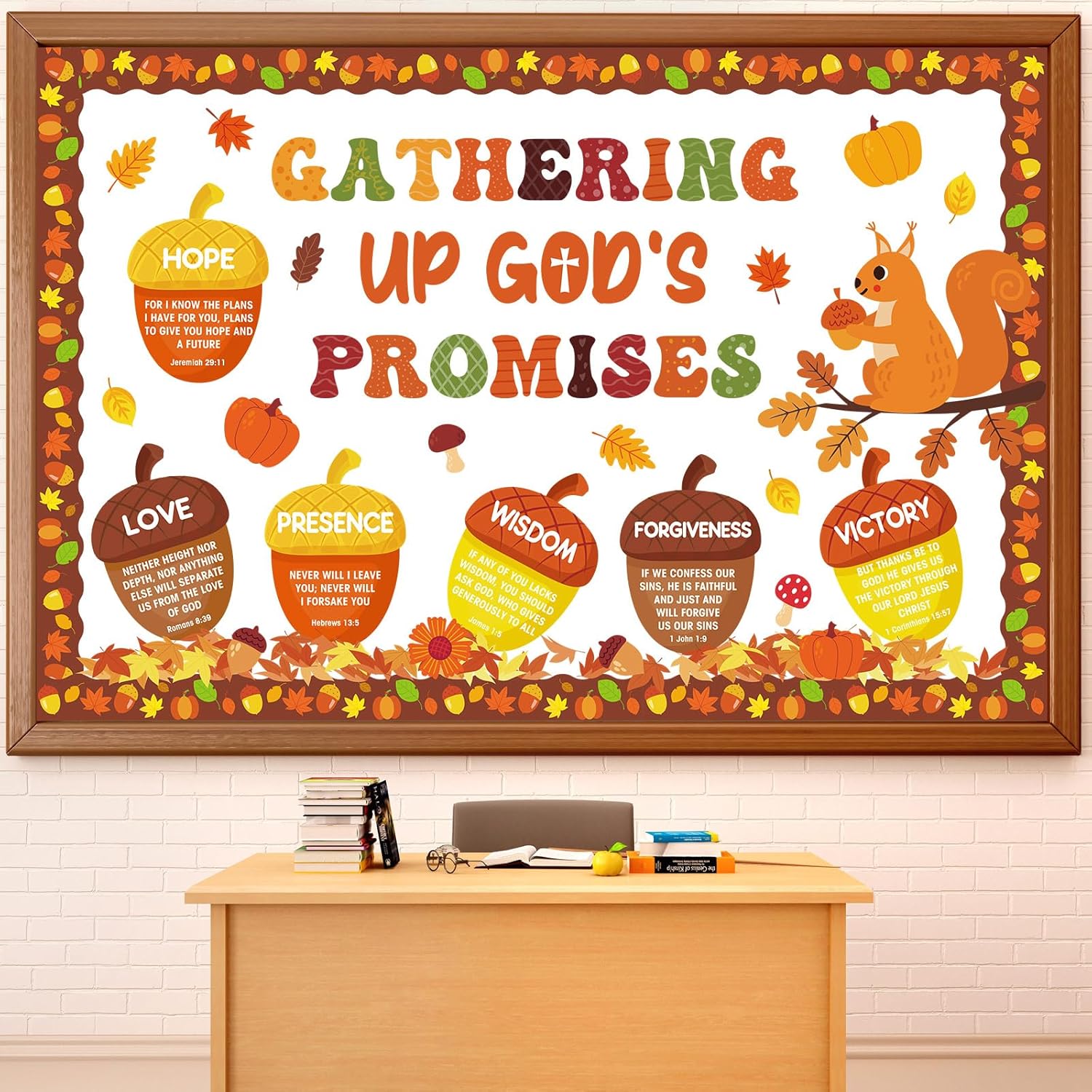 Pasimy Fall Bulletin Board Classroom Decorations Christian Autumn Faith Religious Wall Decor Gathering God's Promises Bulletin Board Set for Fall Sunday School Classroom Thanksgiving Decorations