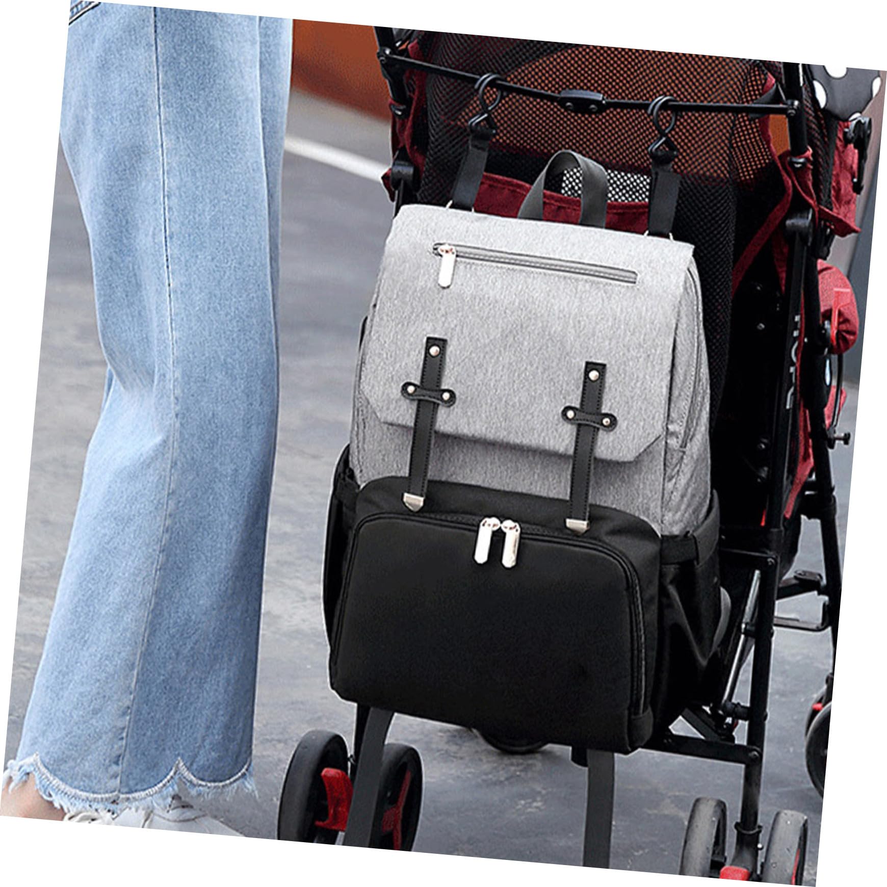 Toddmomy Multifunktionaler Wickelrucksack und Doppelten Schultertaschen aus Oxford Stoff mit Großer Kapazität für Einkauf und Reisen