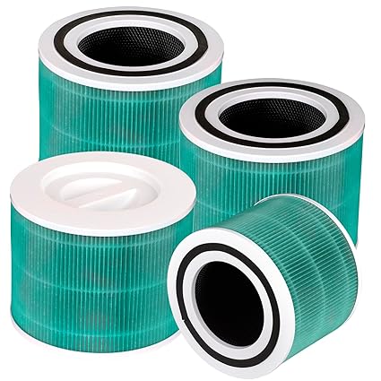 4 Pack Replacement Filter Compatible with LEVOIT Core 300 and Core 300S Air Purifier, H13 True Hepa Filter, 4 Pieces 3-in-1 HEPA Filter, Activated carbon filters, Compared to Part# Core 300-RF Green