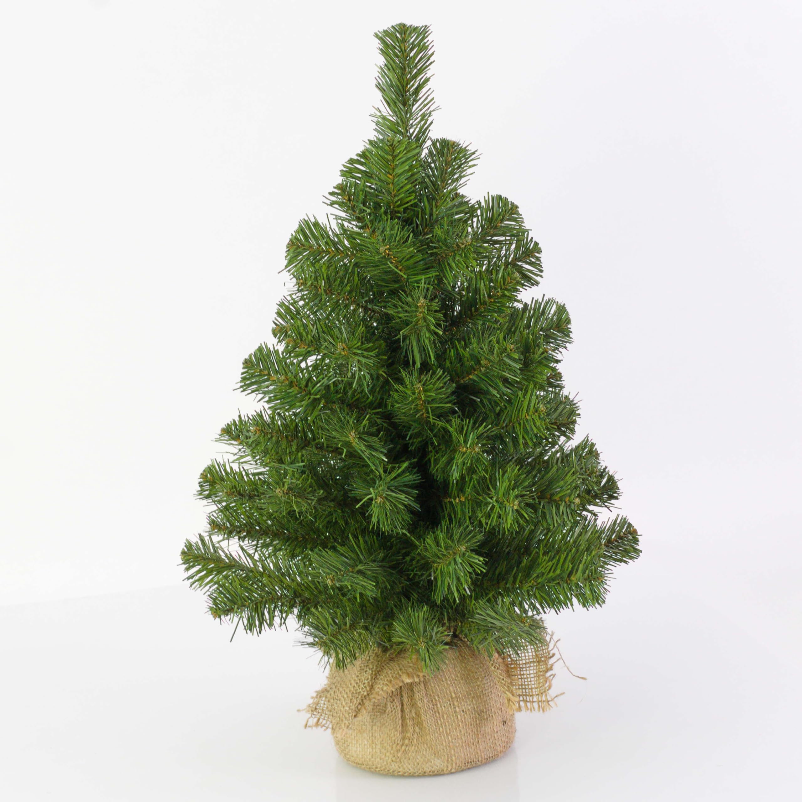 artplants.de Mini Albero di Natale WARSCHAU, Verde, 60cm, Ø 40cm | Sacco di Iuta - Albero Tessile/Abete di Natale
