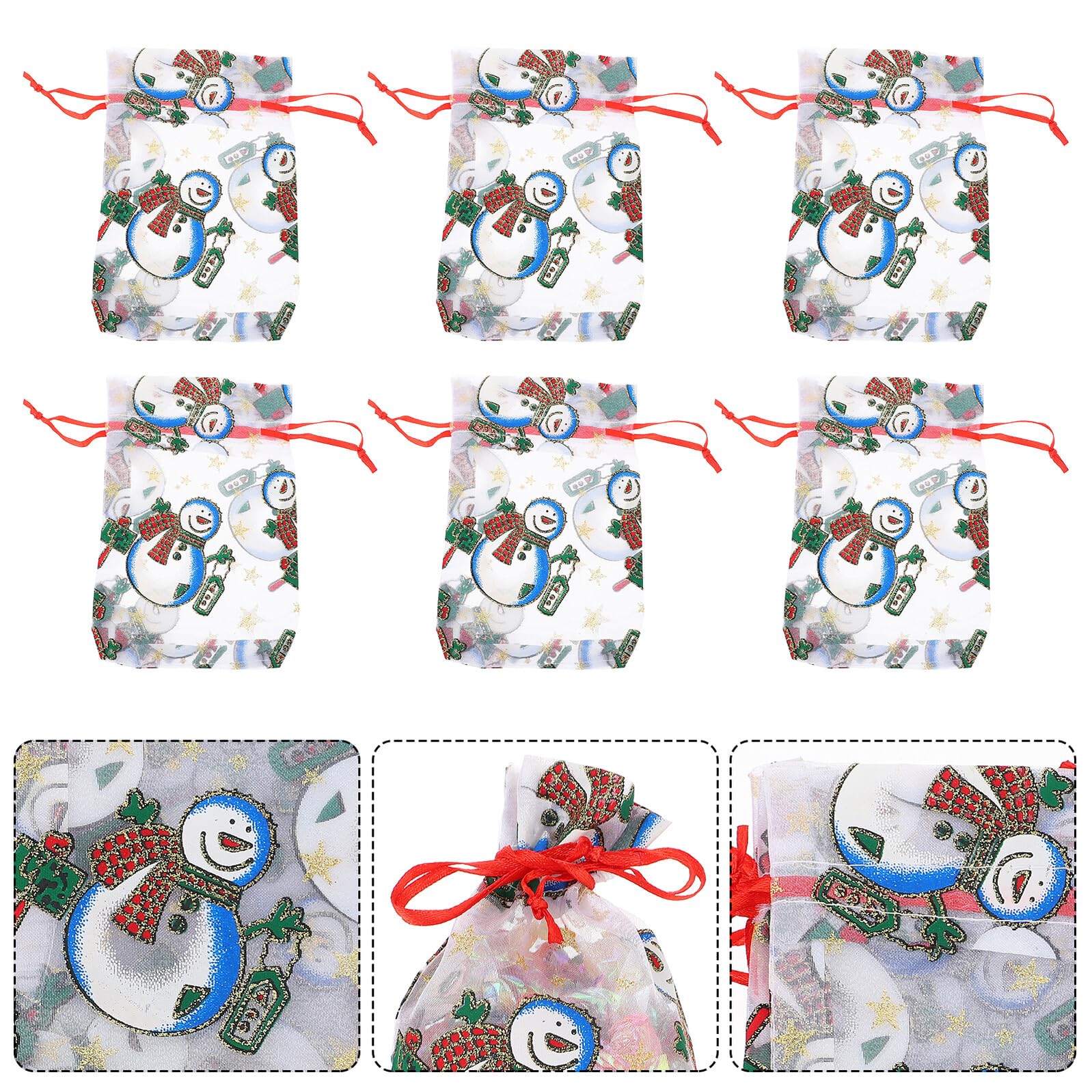 Toyvian 50pezzi Sacchetti Regalo Natalizi in Organza Coulisse per Caramelle e Piccoli Doni Design Natalizio per Confezionare Dolci e Accessori