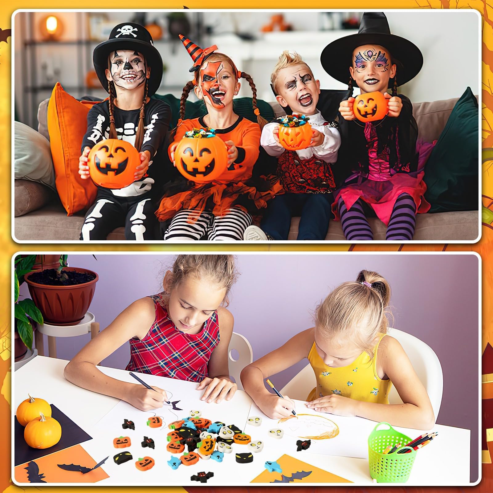 JUNEBRUSHS 30 mini gomme da cancellare per Halloween