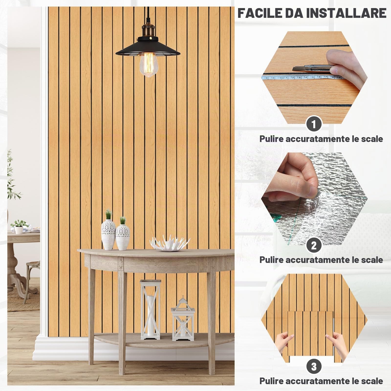 Pannelli Murali Autoadesivi Effetto Legno 30×30 cm – pannelli fonoassorbenti in PVC Fonoassorbenti​​legno pannelli per pareti decorativi rivestimento murale in PVC per salotto, camino (Bruno)