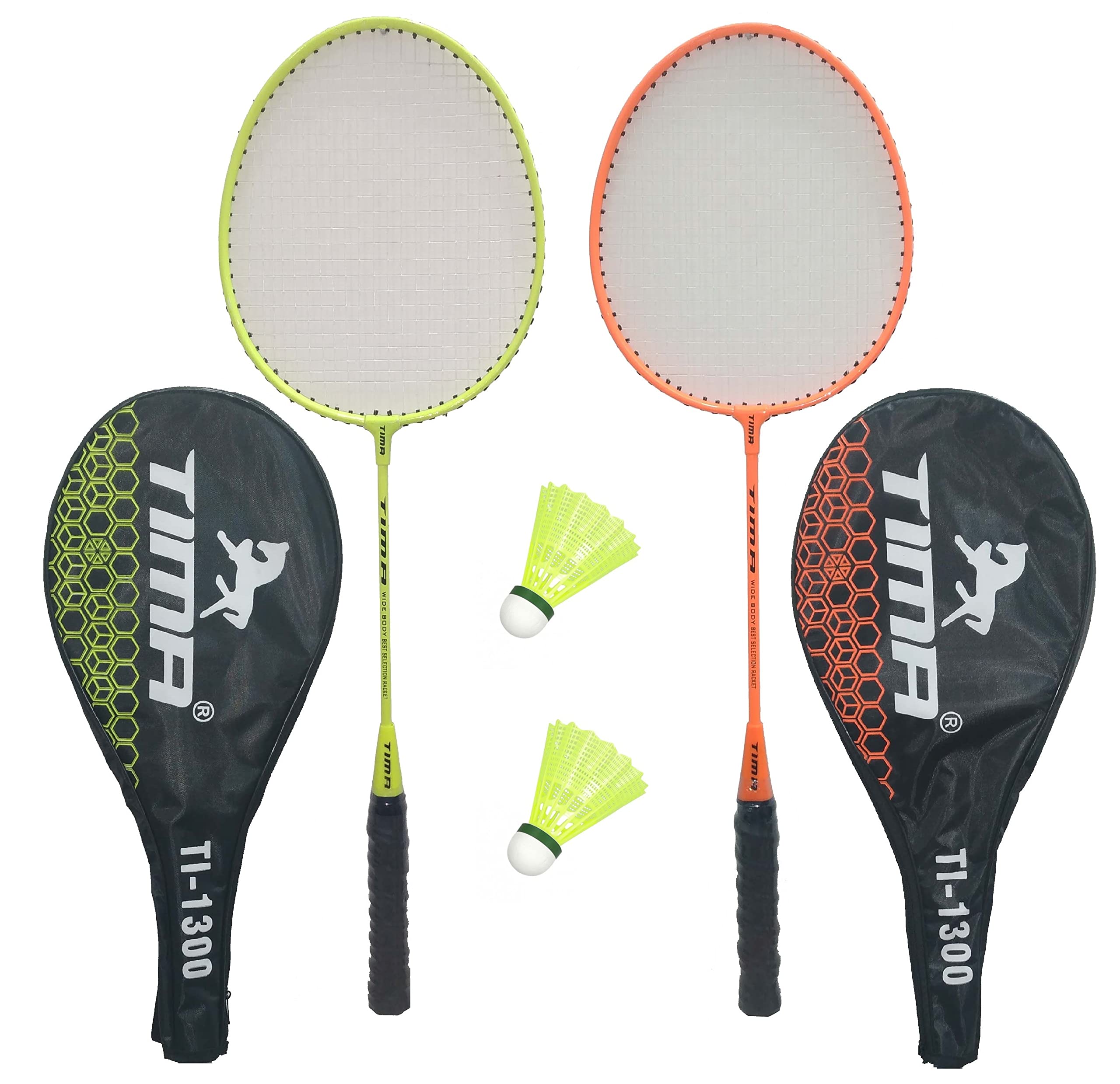 Tima 2 Player Badminton Racquet Machine Gutted Aluminium Light Weight Replacement Set, Orange, Green, (TI-1300) (B09K3TY51V) Amazon Price History, Amazon Price Tracker