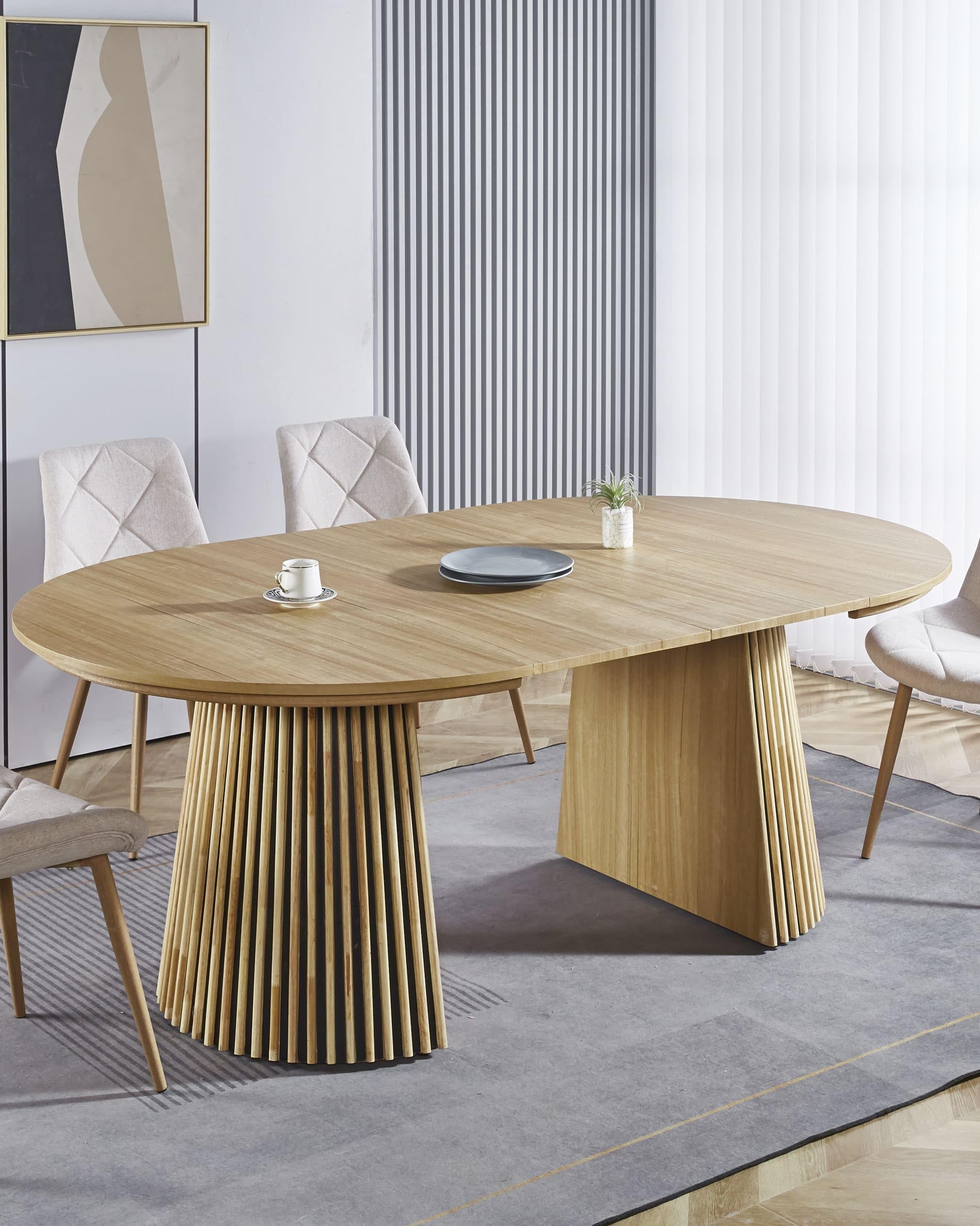 Home Heavenly®Mesa Comedor Redonda Extensible Kena Mesa salón de 120 cm hasta 200 cm