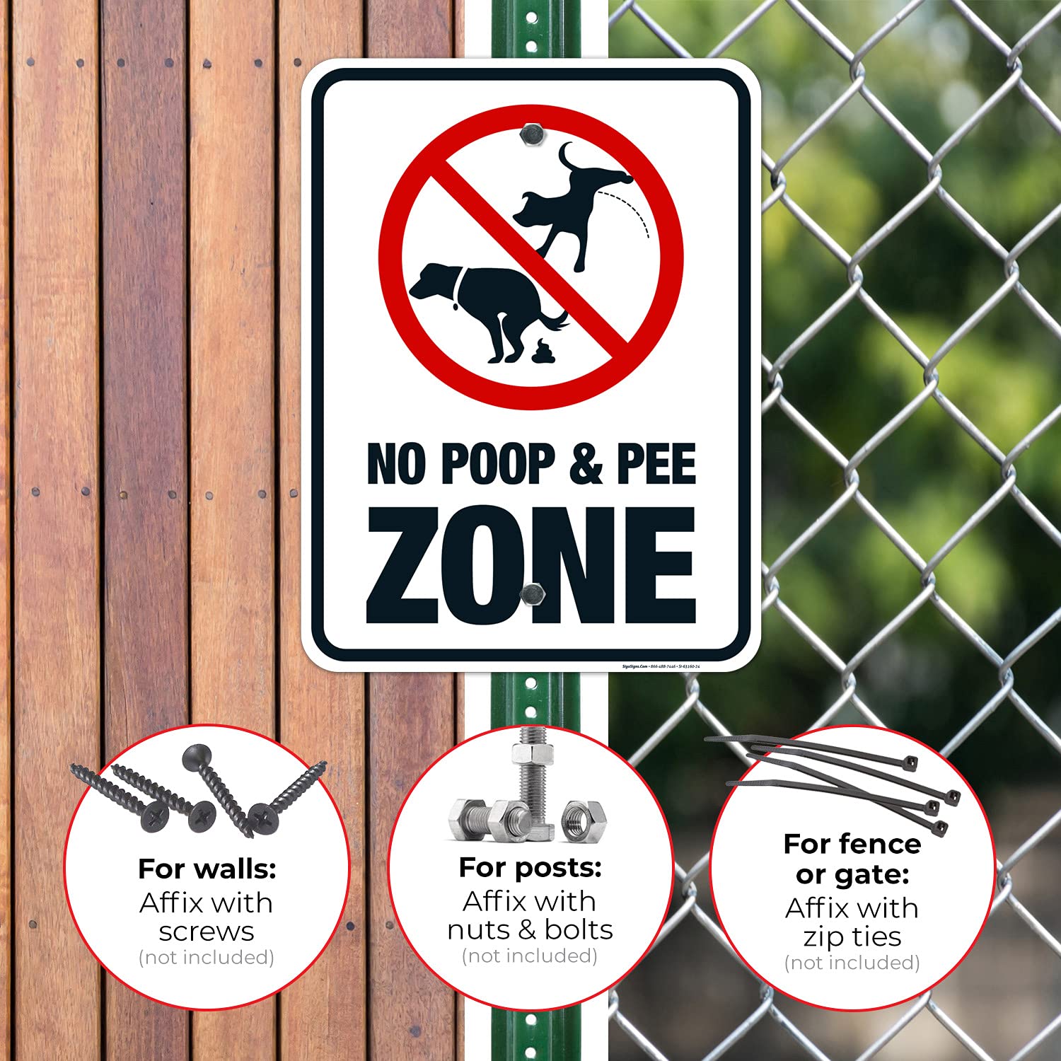 No Poop and Pee Zone 18x24 Inches, Rust Free .063 Aluminum, Fade Resistant, Made in USA