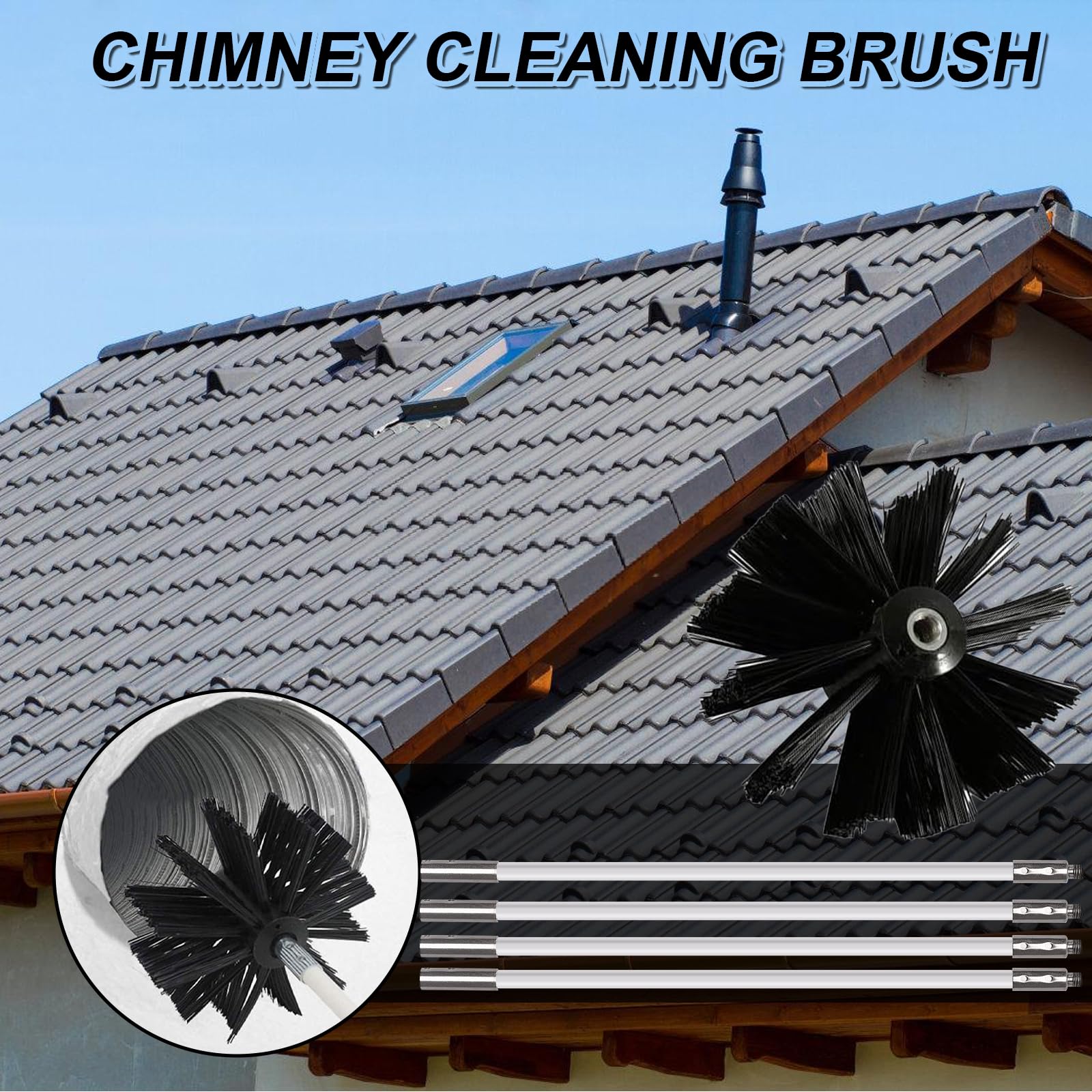 Nizirioo 12pcs Kit De Limpieza Chimenea Cepillo Cepillo Para Chimenea Con Varillas De Nailon, Cabezal Hexagonal