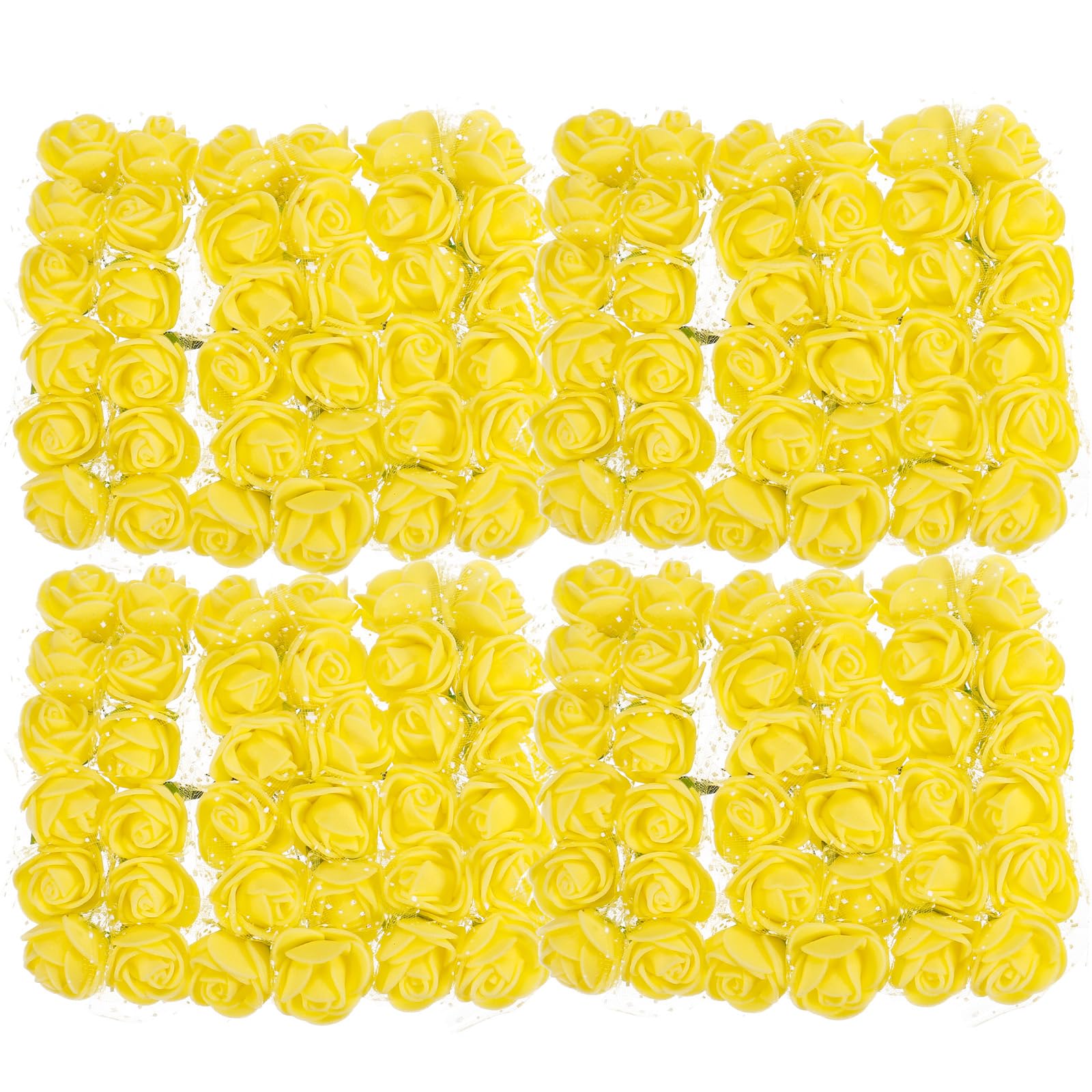 sourcing map Artificial Rose Flower Heads, Yellow Mini Faux Flowers 0.8 Inch-1 Inch for DIY Craft Wedding and Party Decoration Pack of 144
