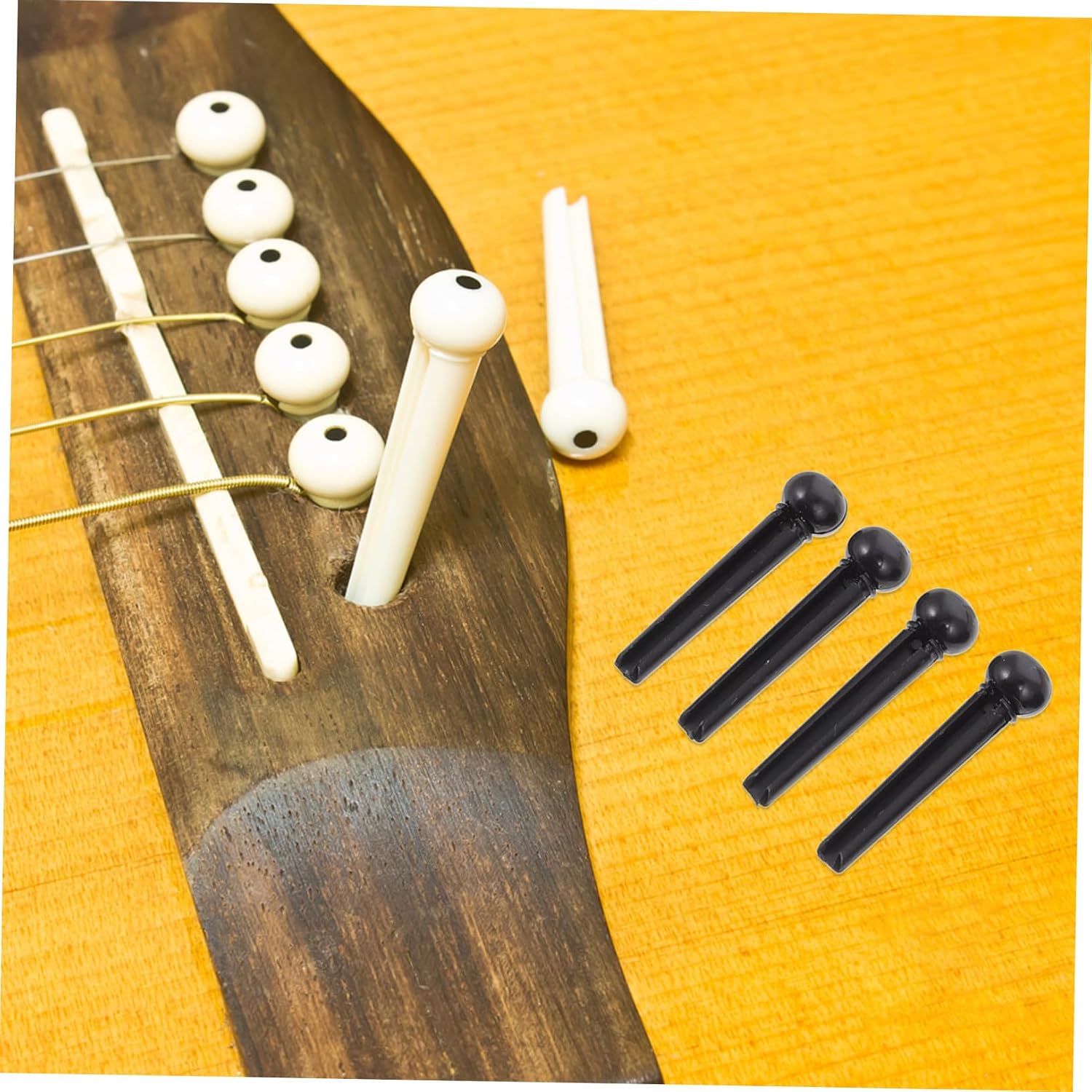 Kisangel 1set Folk Guitar Bridge Pin and Saddle Nut String Winder Tool Kit Material for Acoustic Guitar Maintenance